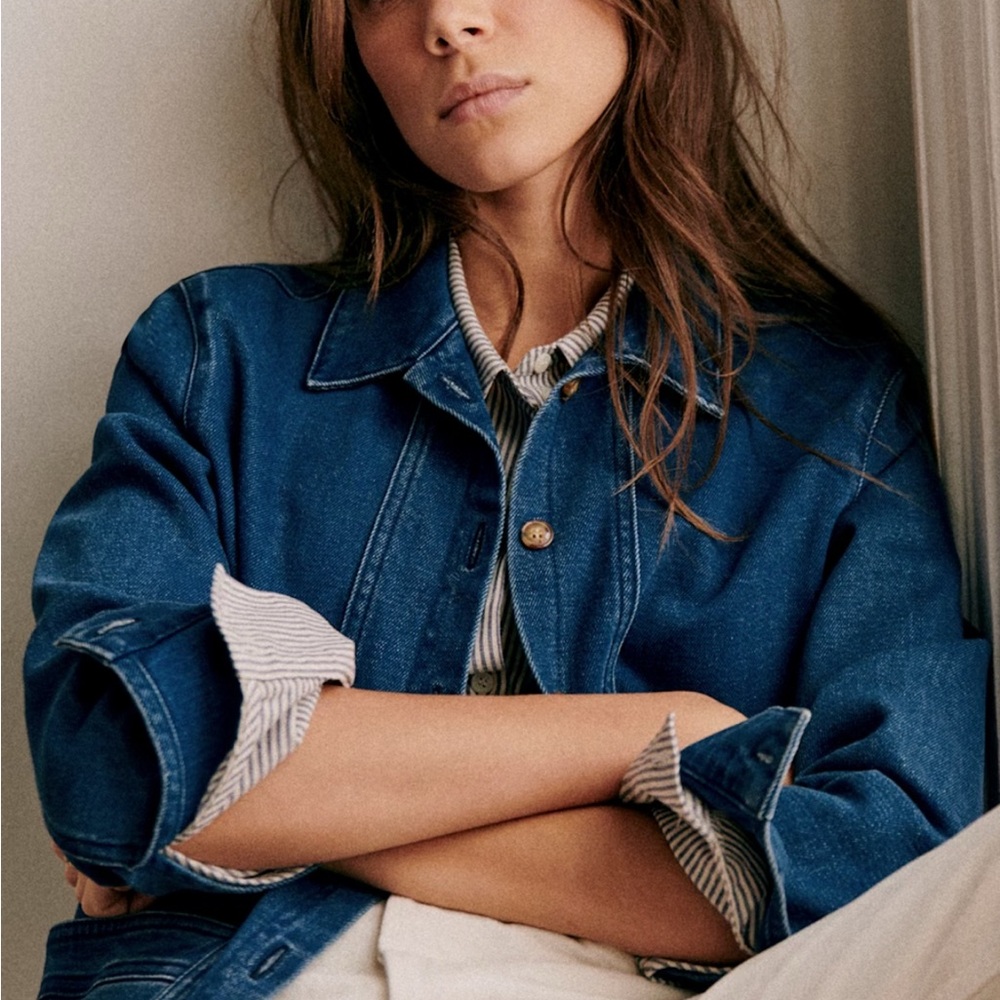 Sezane Denim Jacket in Deep Blue